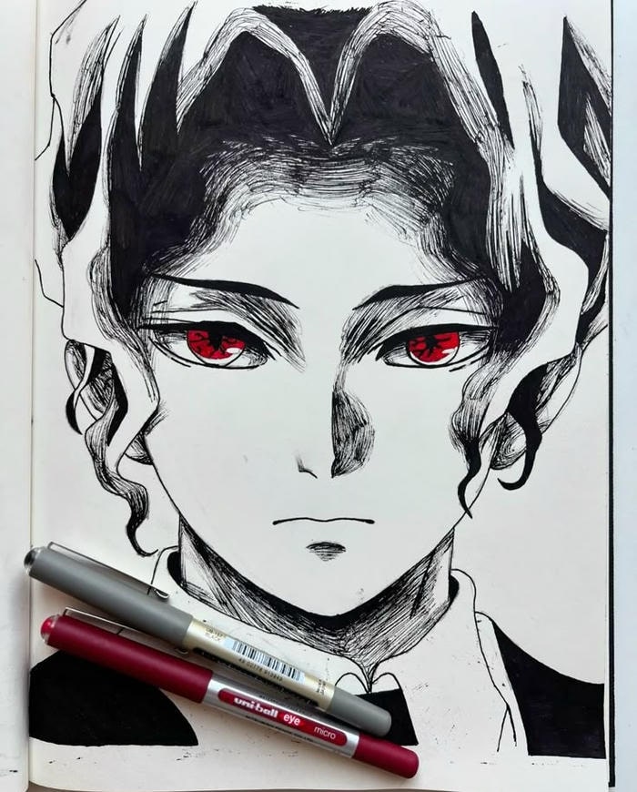 bản vẽ nghệ thuật dạng tranh vẽ anime nam