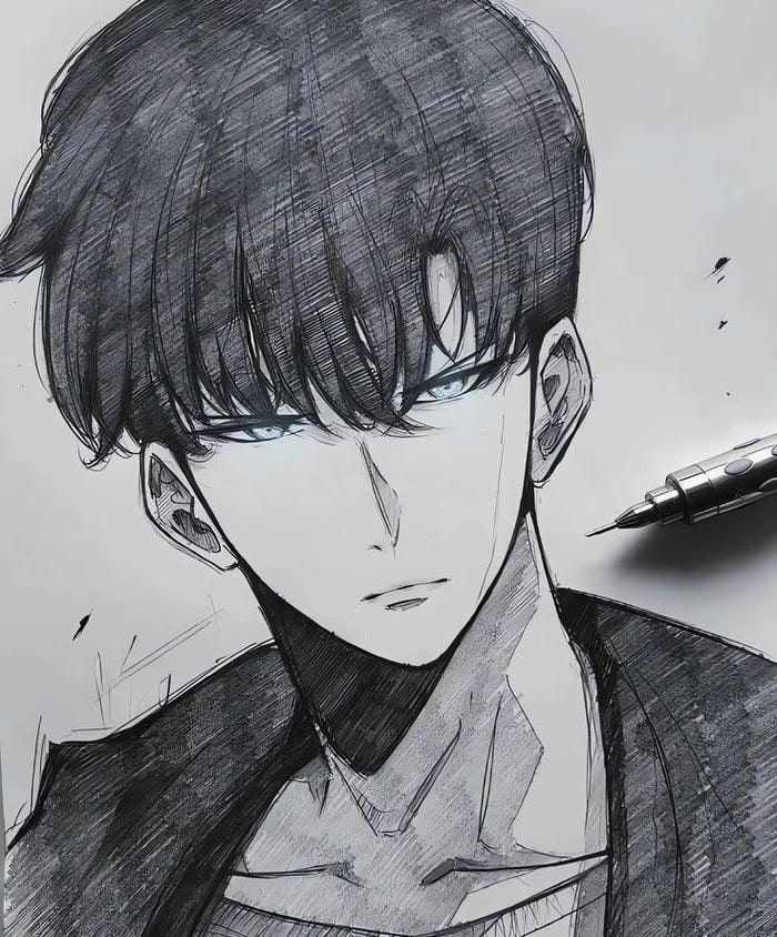 bức minh họa nhân vật dạng tranh vẽ anime nam