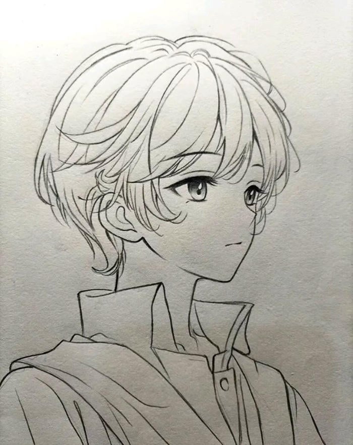 hình tranh vẽ anime nam ánh mắt sắc