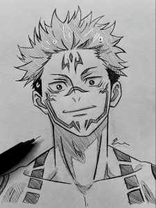 phác thảo nét chì của tranh vẽ anime nam