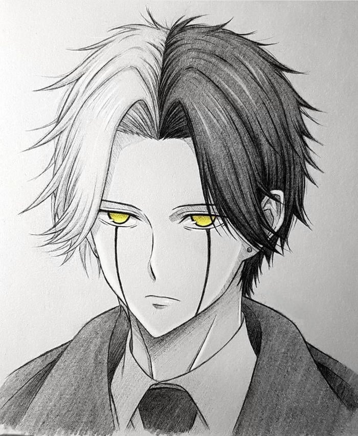 tranh vẽ anime nam dáng đứng vững