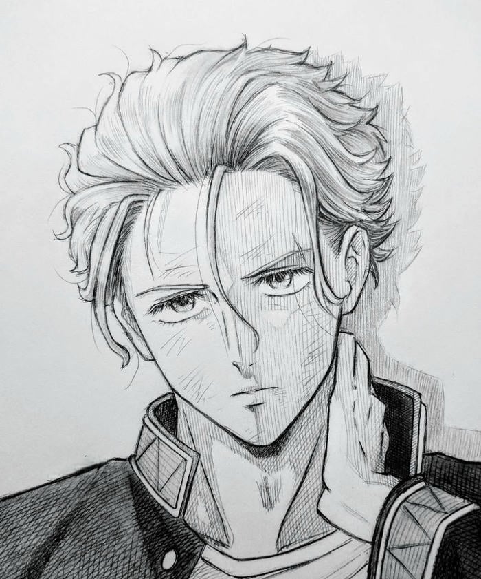 tranh vẽ anime nam gương mặt điển trai