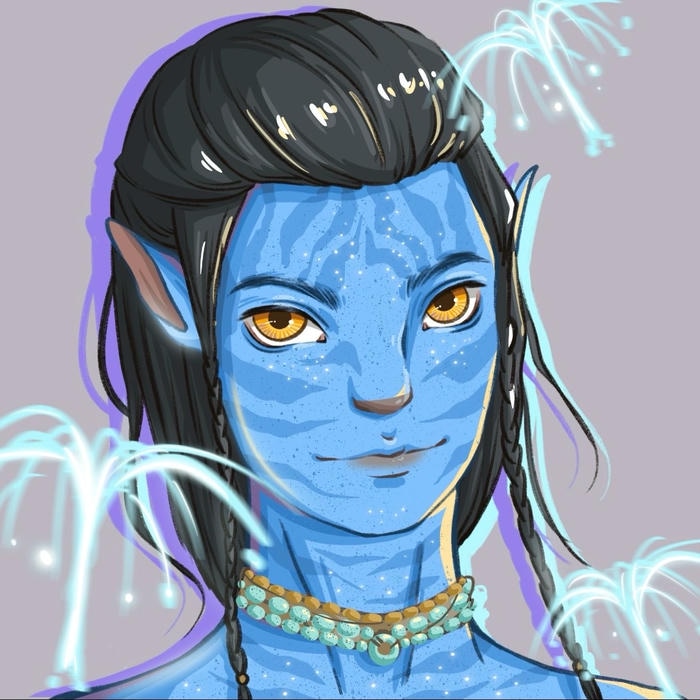 nhân vật Pandora dưới ánh sáng xanh