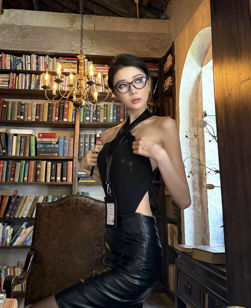 Ảnh cosplay thư ký dáng đứng gọn gàng