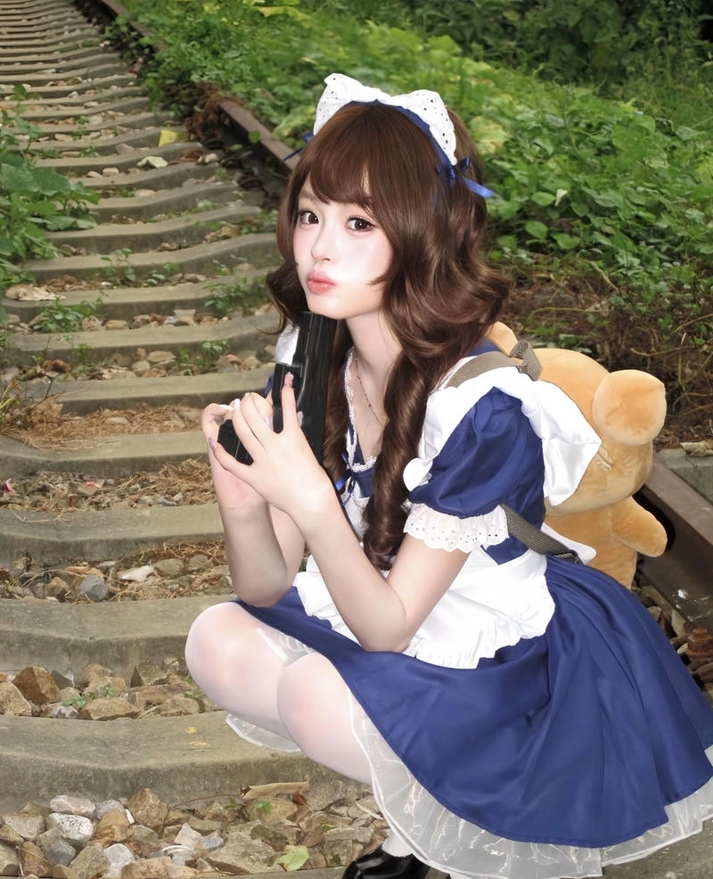 Cô gái xinh xắn diện outfit hầu gái chụp ảnh nghệ thuật