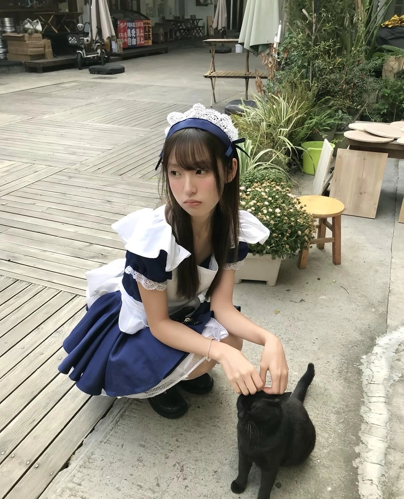 Thiếu nữ mặc trang phục giúp việc phong cách đáng yêu