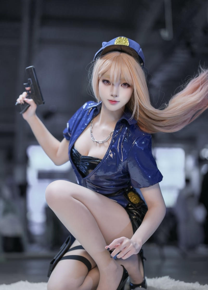 Ảnh gái cosplay cảnh sát với phong cách mạnh mẽ cuốn hút