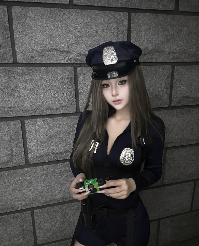 Hình ảnh cosplay cảnh sát với ánh nhìn sắc sảo cuốn hút