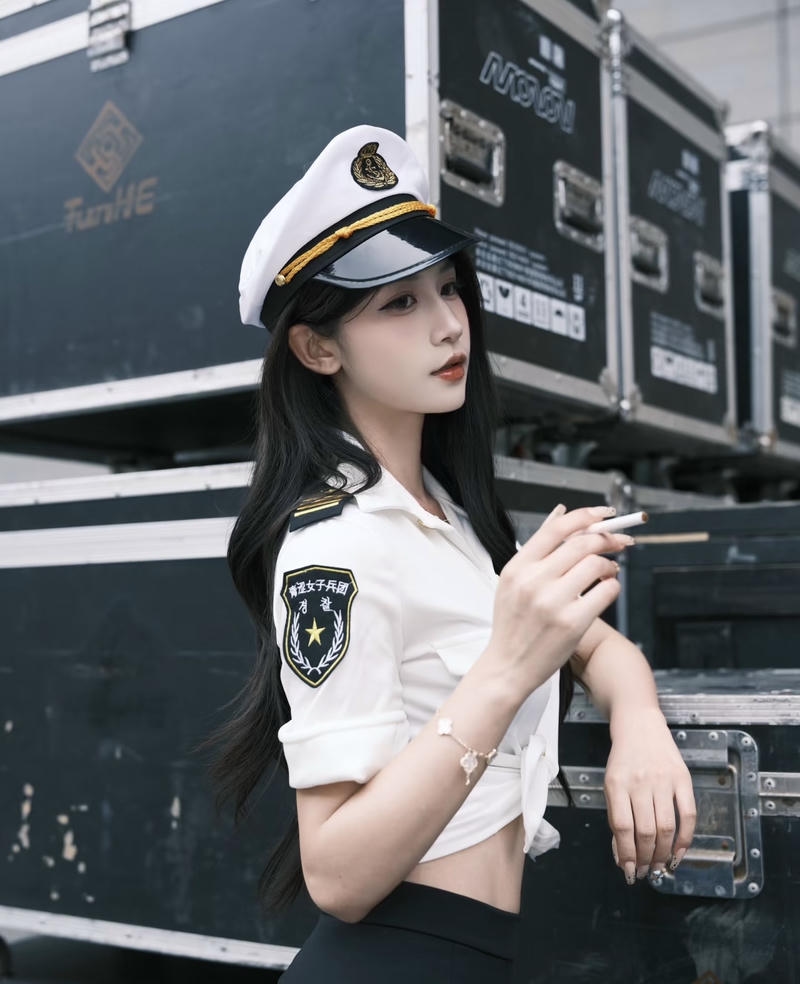 Nữ cosplayer mặc đồ cảnh sát phong cách hiện đại cá tính