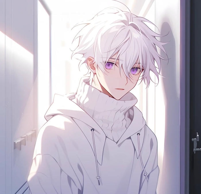 ảnh anime nam tóc trắng ánh mắt lạnh