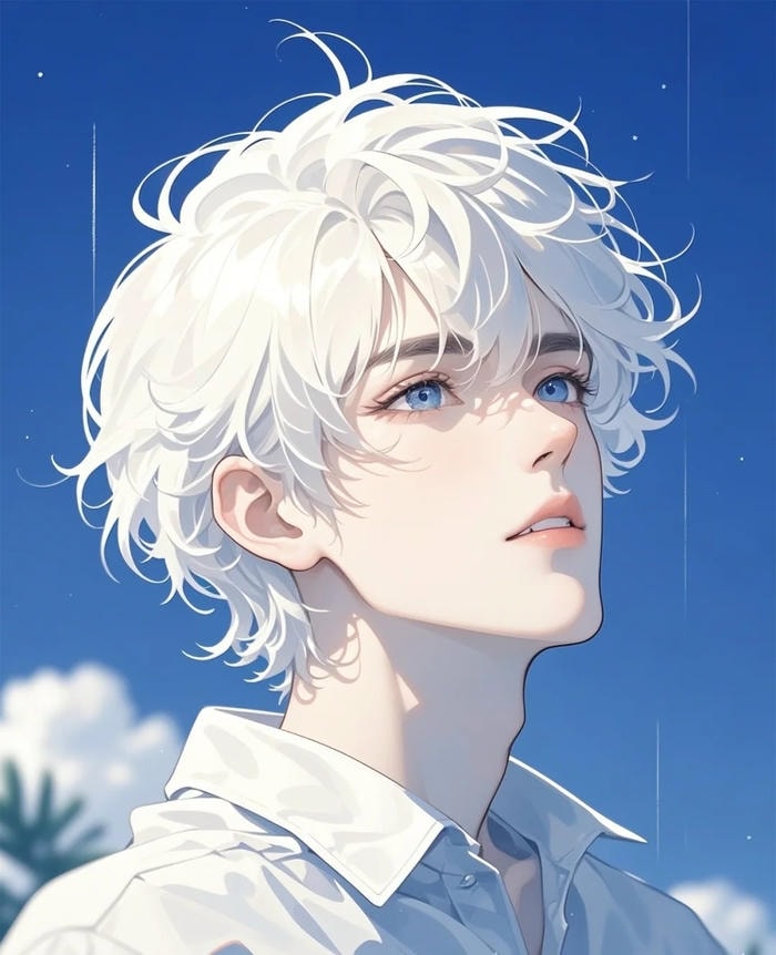 ảnh anime nam tóc trắng dáng vẻ cô độc