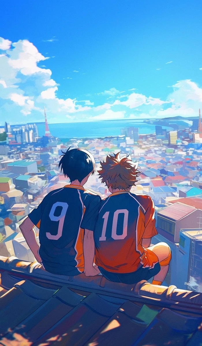 ảnh đôi bạn thân ảnh anime bóng chuyền nét