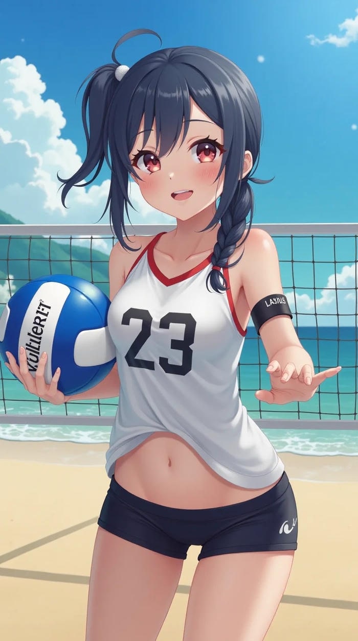 ánh nắng bãi biển ảnh anime bóng chuyền nữ
