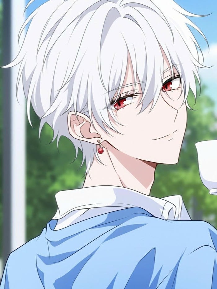 dáng vẻ cô độc ảnh anime nam tóc trắng ngầu