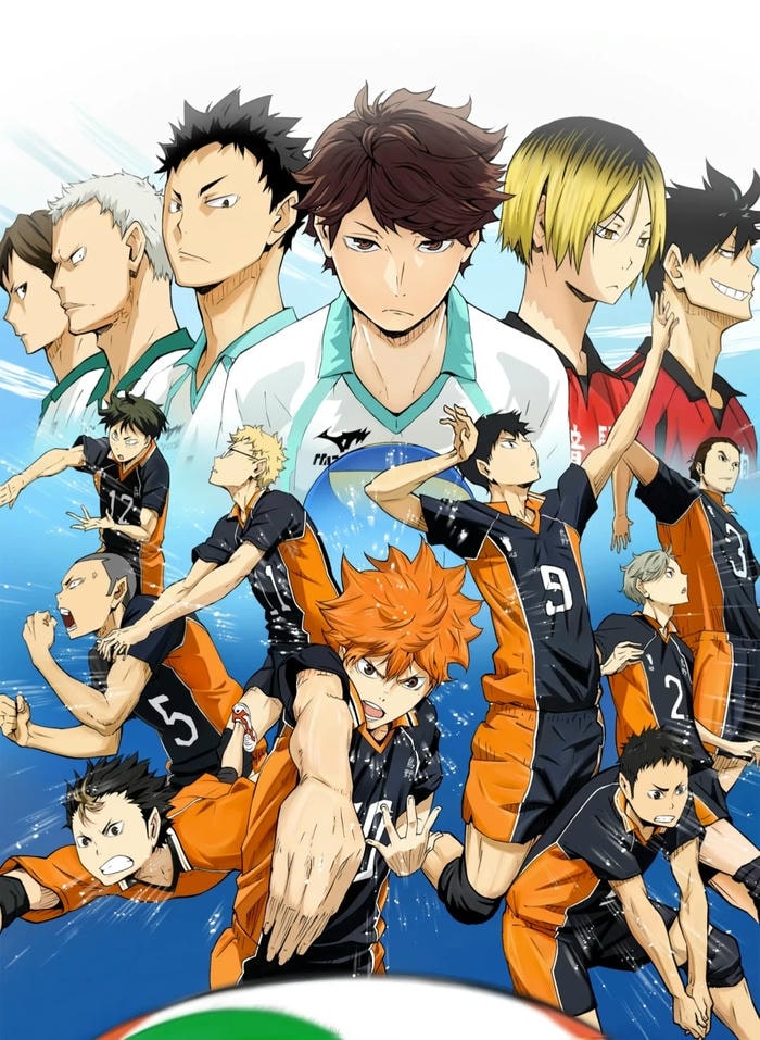 hình ảnh anime bóng chuyền cả đội chung lòng