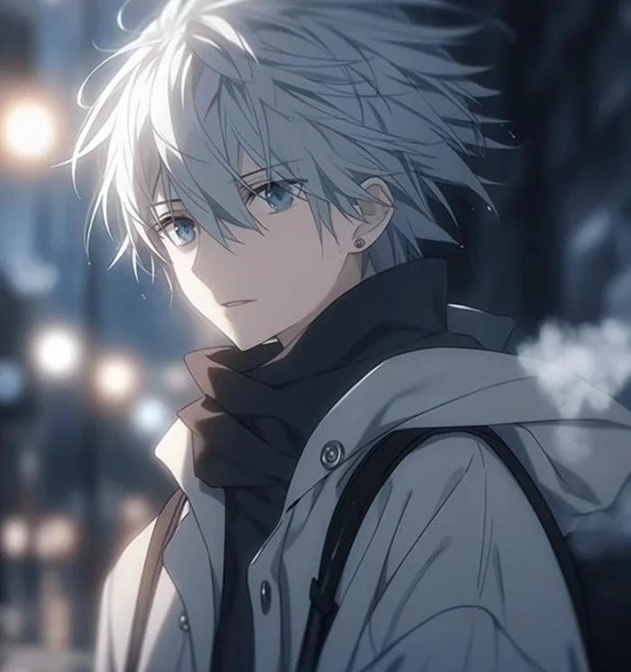 hình ảnh anime nam tóc trắng nét đẹp lạnh