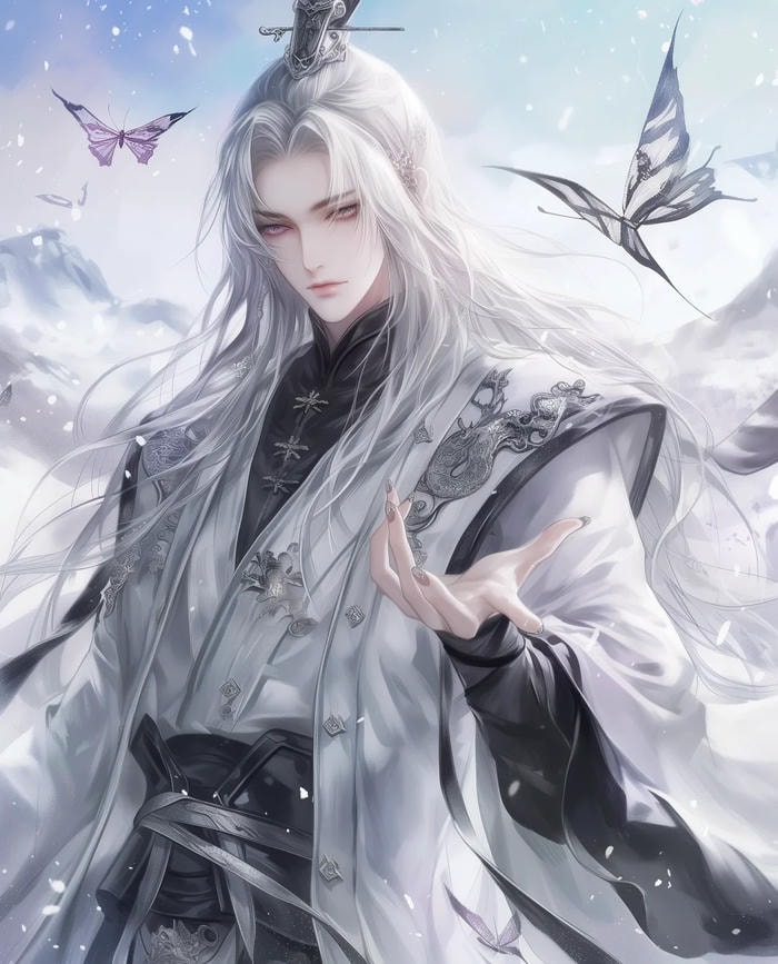 hình ảnh anime nam tóc trắng tiên phong đạo cốt