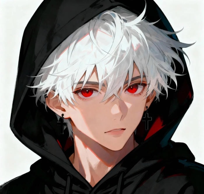 hình ảnh anime nam tóc trắng tông màu lạnh