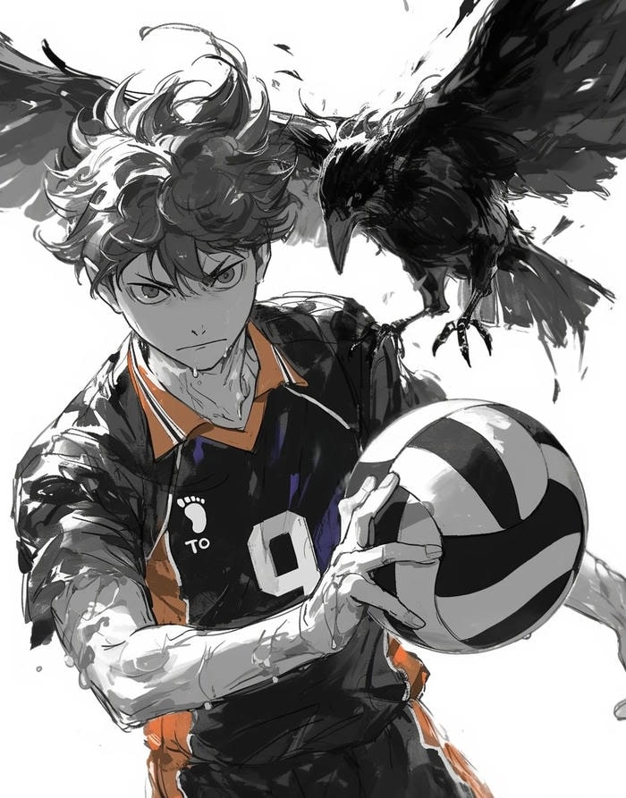 hình cool ngầu ảnh anime bóng chuyền đen trắng