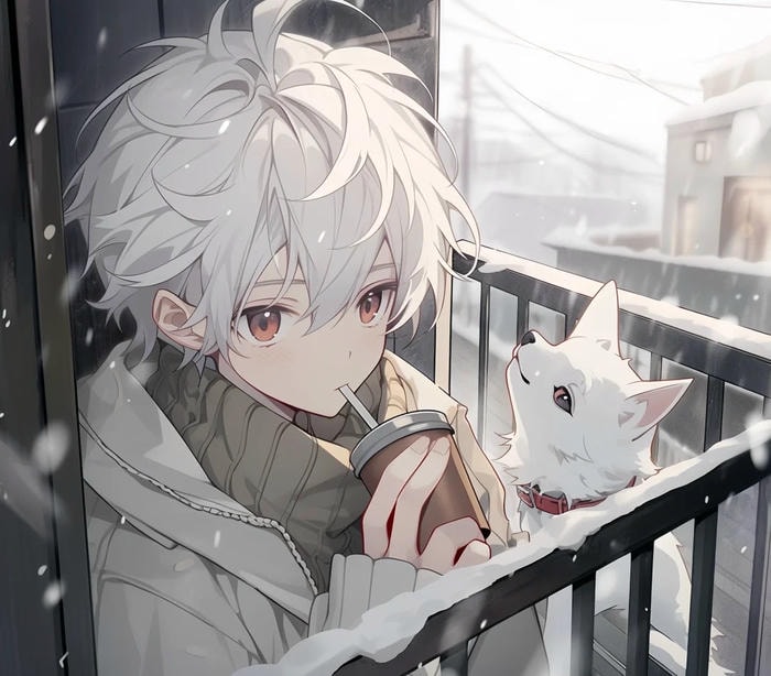 không khí u tối quanh ảnh anime nam tóc trắng