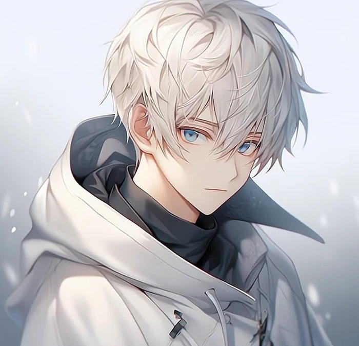 nét mặt cool ảnh anime nam tóc trắng