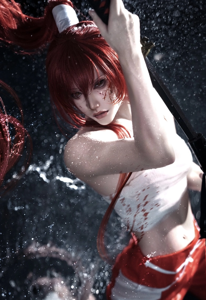 Ảnh cosplay erza ánh sáng ổn định rõ nét