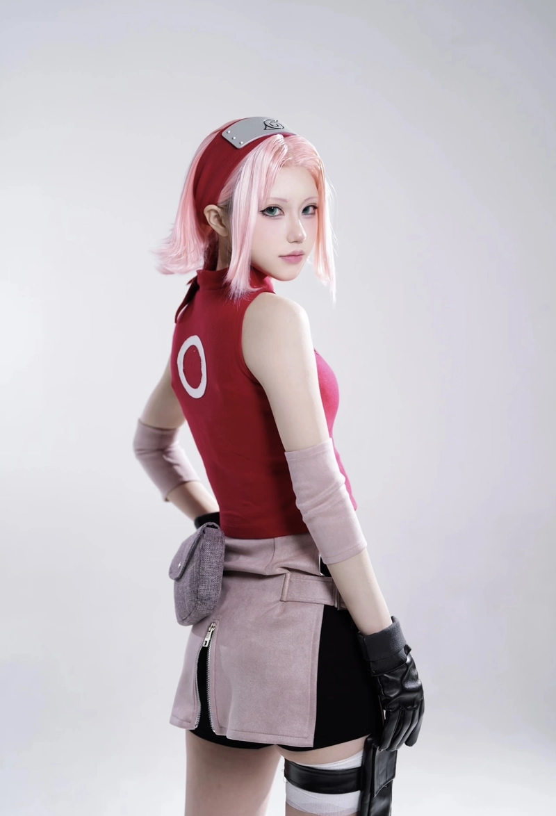 Ảnh cosplay sakura đứng tạo dáng đơn giản