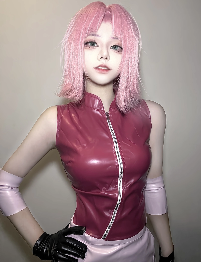 Ảnh cosplay sakura với góc chụp đơn giản