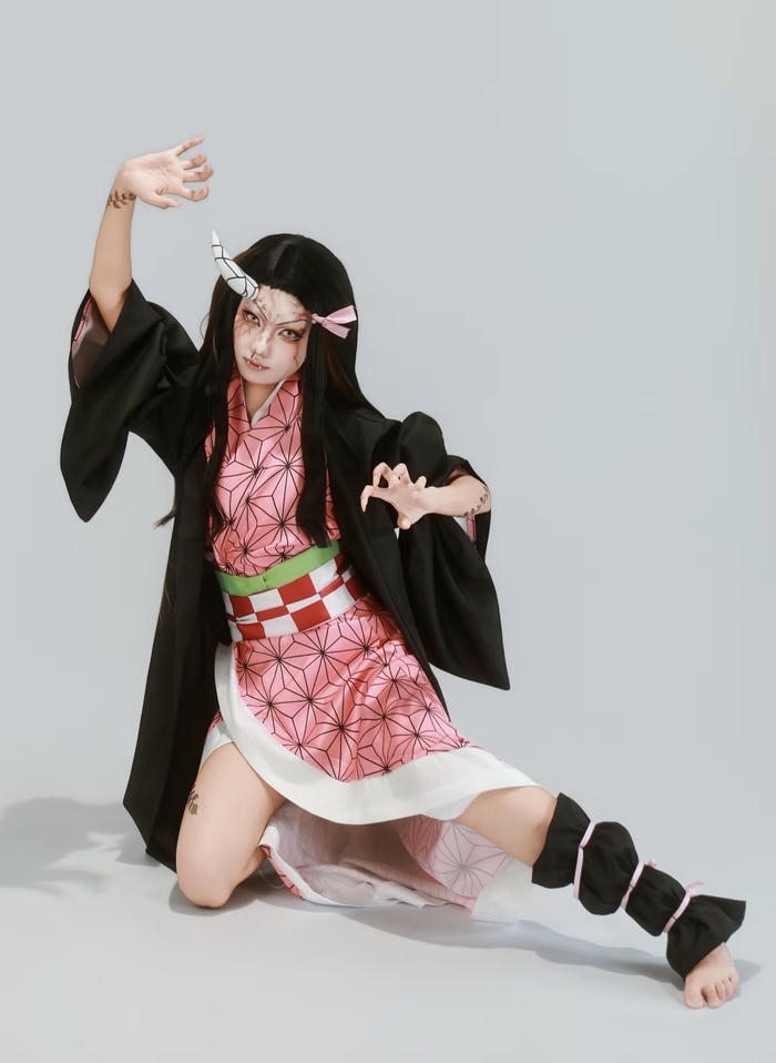 Ảnh nezuko cosplay cho thấy nét mềm mại tự nhiên