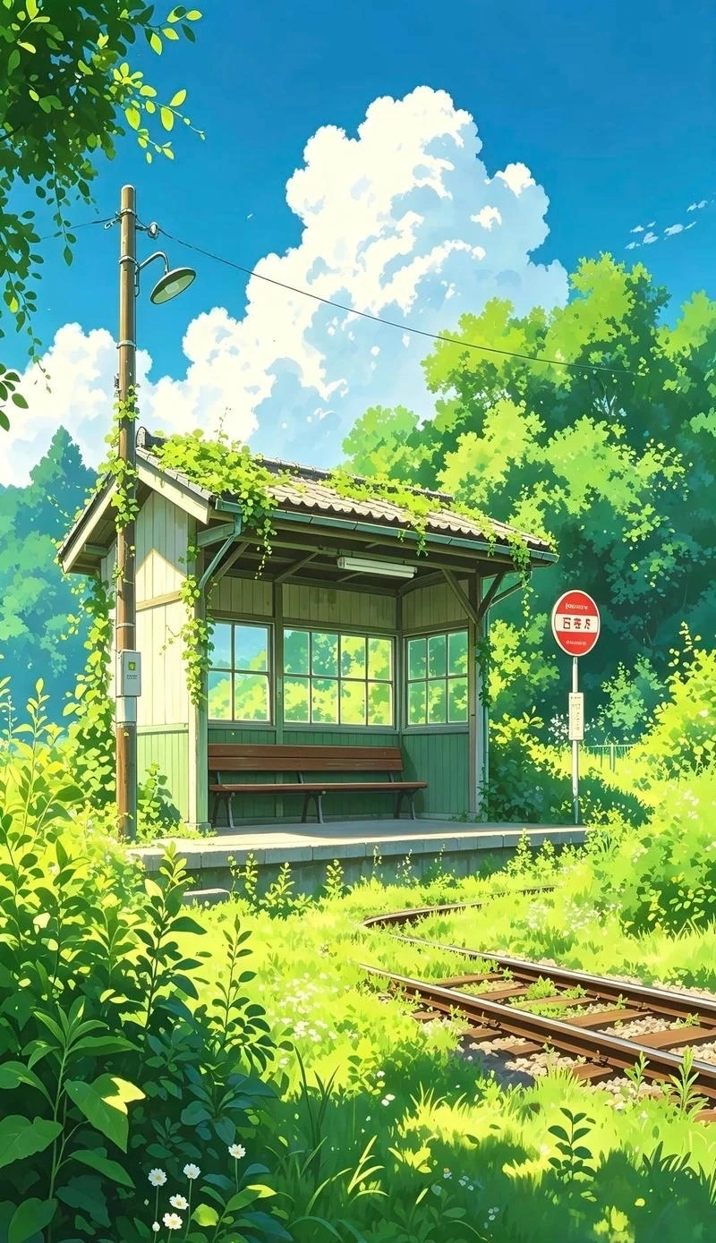 Anime phong cảnh đường phố Nhật Bản phong cách yên bình