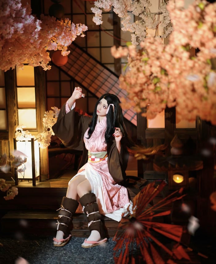 Bức hình nezuko cosplay cho thấy hình tượng thân quen