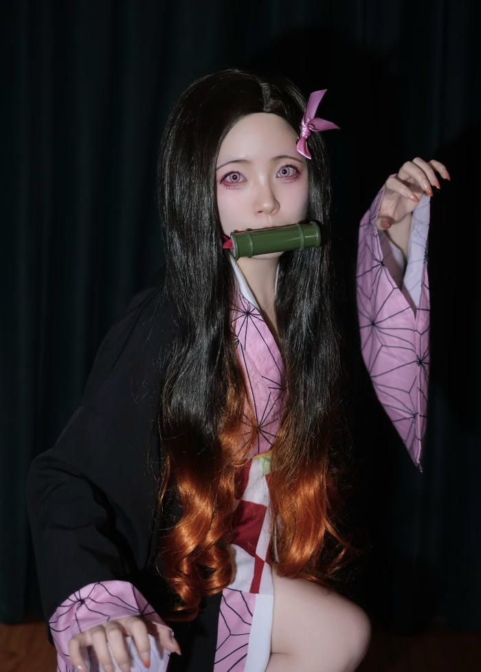 Bức hình nezuko cosplay gợi hình ảnh đáng yêu giàu cảm xúc