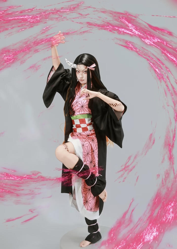 Bức hình nezuko cosplay gợi hình ảnh ngọt ngào