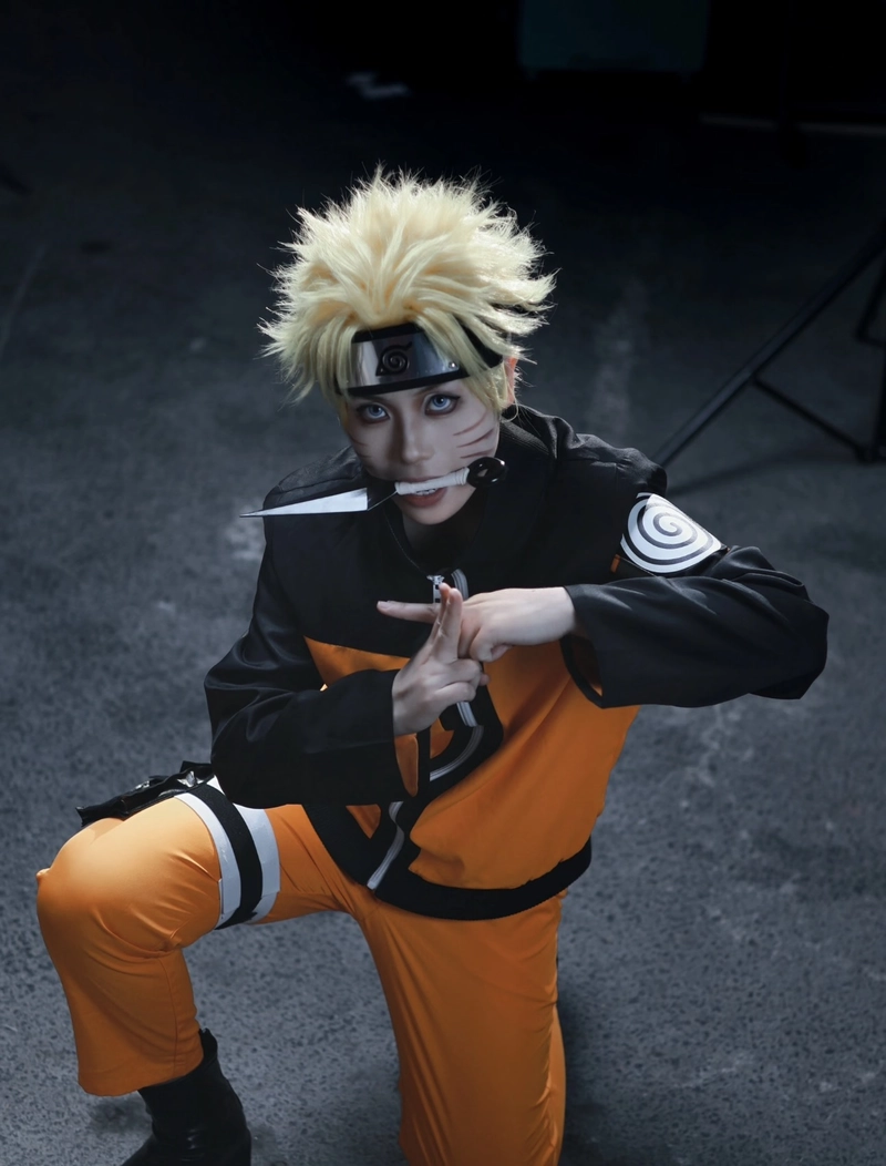 Cosplay naruto tạo dáng chiến đấu nhẹ nhàng