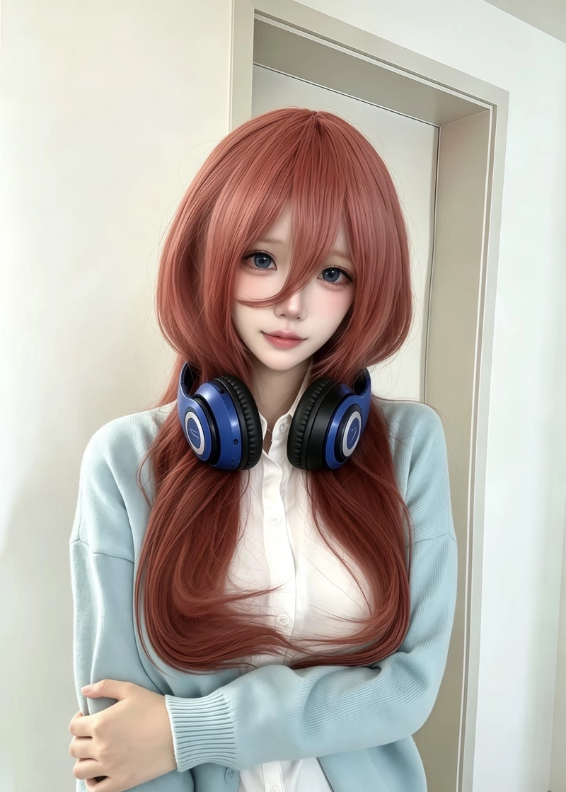 Hình Miku Nakano cosplay mang ngoại hình hài hòa dễ nhìn