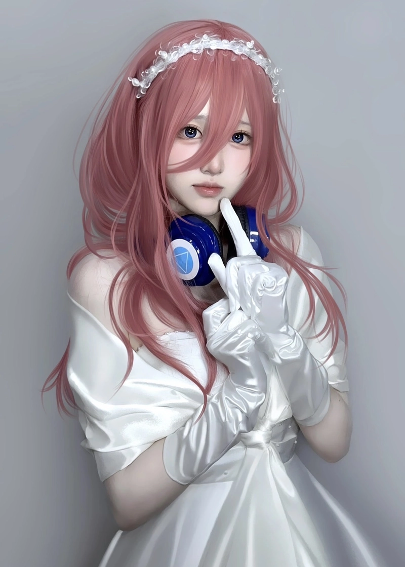 Hình Miku Nakano cosplay thể hiện nét anime nhẹ và hài hòa