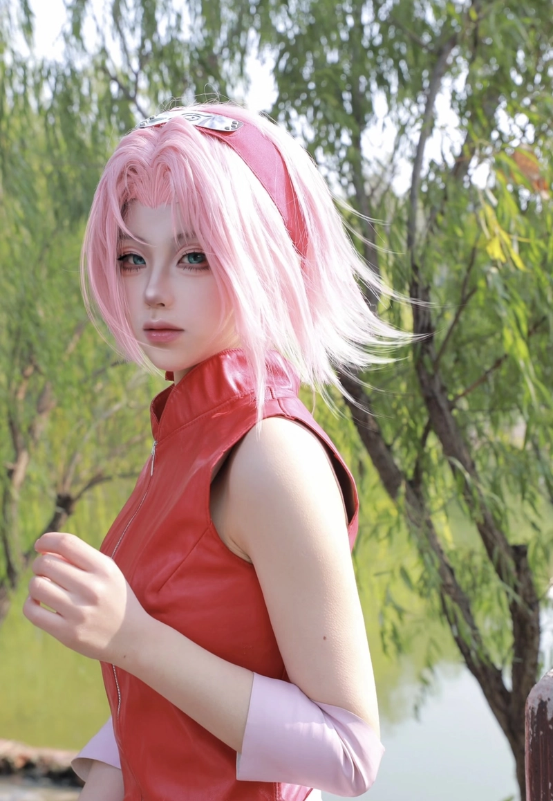 Hình cosplay sakura chụp góc nghiêng nhẹ