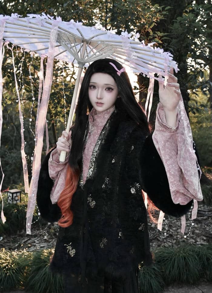 Hình nezuko cosplay thể hiện sự tươi sáng kéo dài