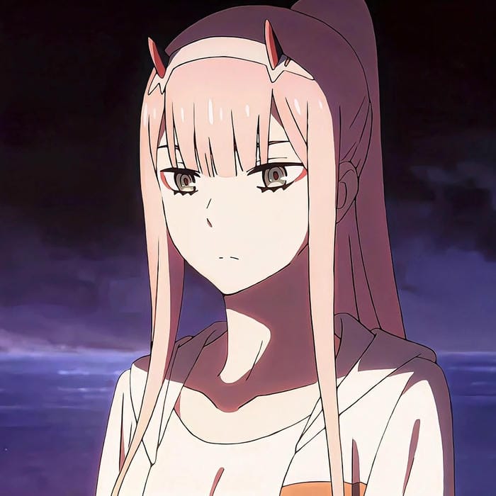 ảnh Zero Two tạo hình sừng nhỏ