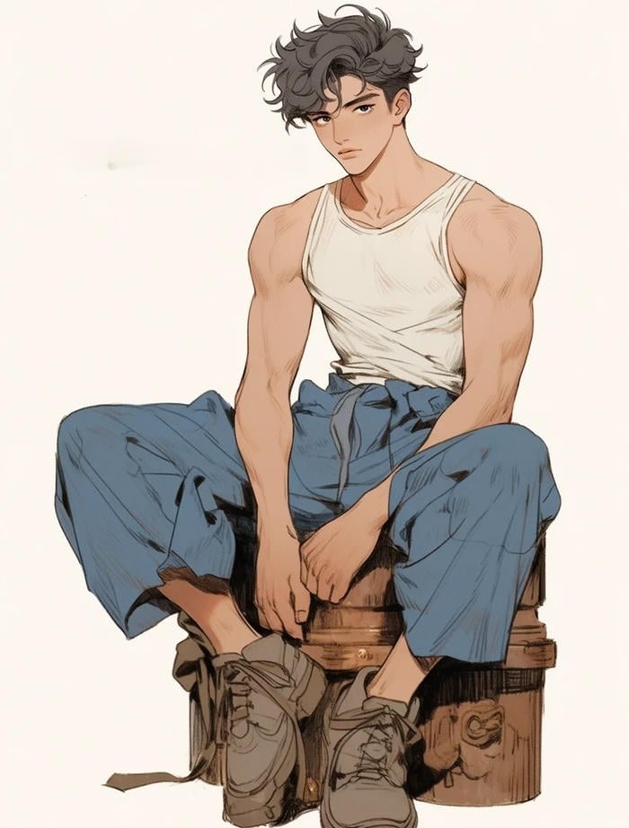 ảnh anime nam 6 múi tạo dáng khoe hình