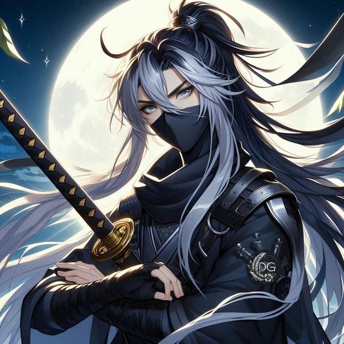 ảnh anime nam cầm kiếm katana ánh mắt lạnh