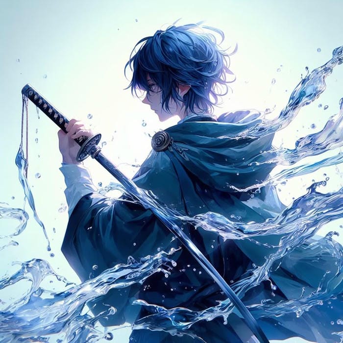 ảnh anime nam cầm kiếm katana dáng đứng vững