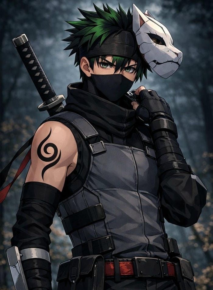 ảnh anime nam cầm kiếm katana tạo hình chiến binh