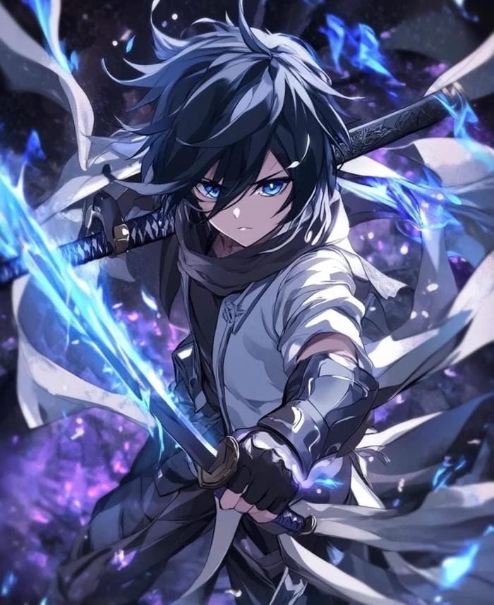 ảnh anime nam cầm kiếm katana thần sắc quyết