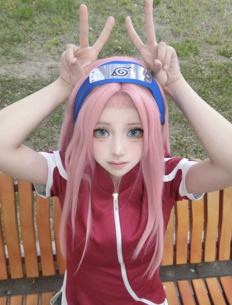 ảnh cosplay sakura với màu sắc tươi sáng