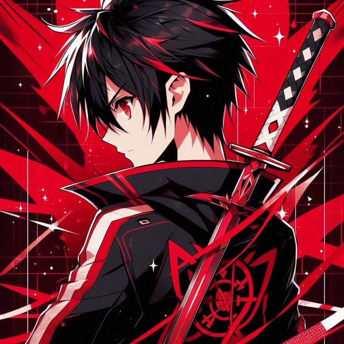 ánh mắt lạnh ảnh anime nam cầm kiếm katana
