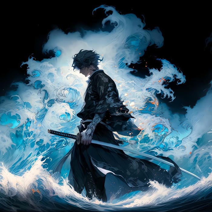 ánh nhìn quyết liệt ảnh anime nam cầm kiếm katana