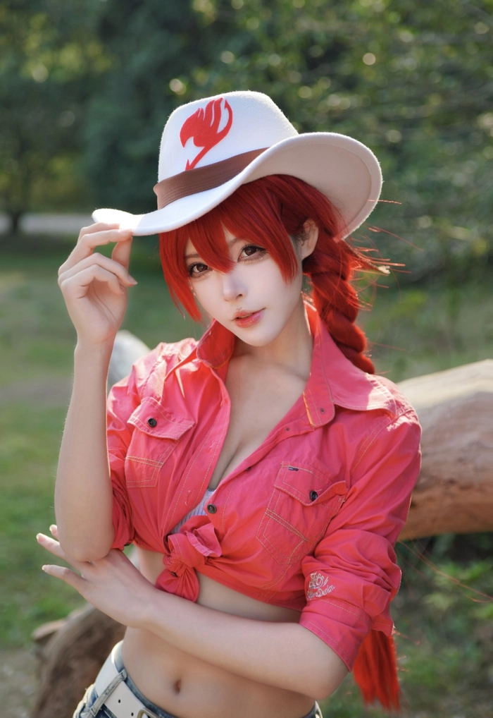 cosplay erza với phong cách gọn gàng đơn giản