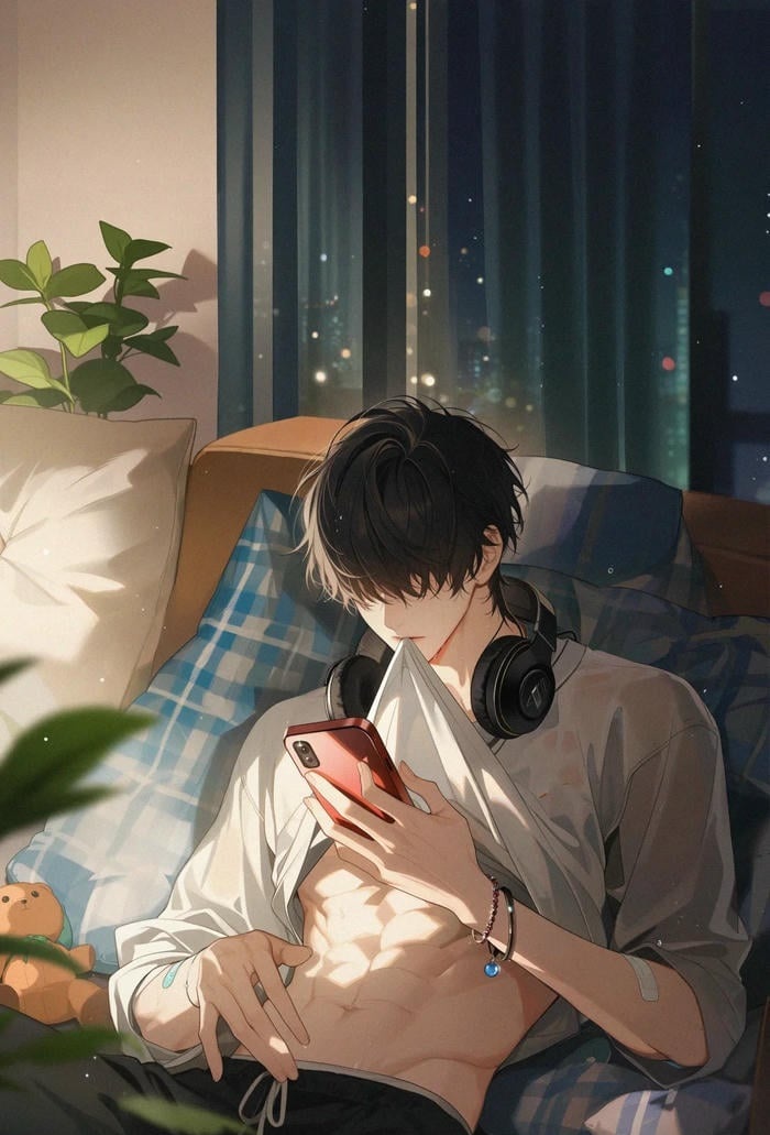 dáng nằm khoe ảnh anime nam 6 múi đẹp