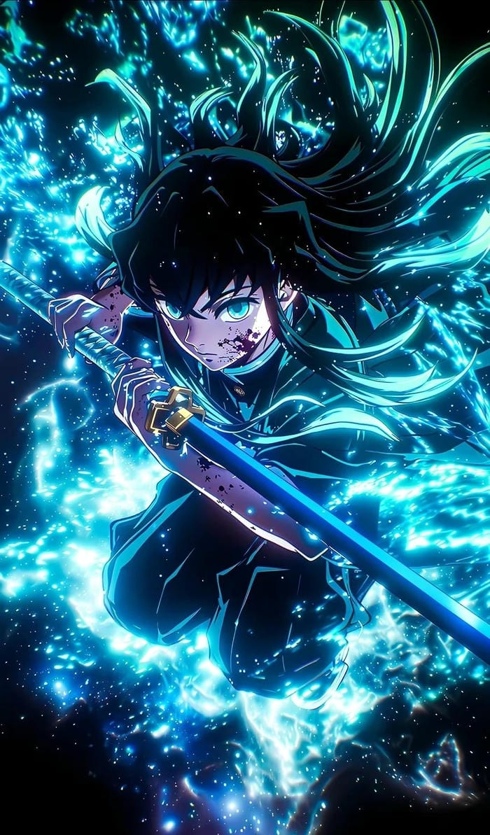 hình ảnh anime nam cầm kiếm katana diệt quỷ